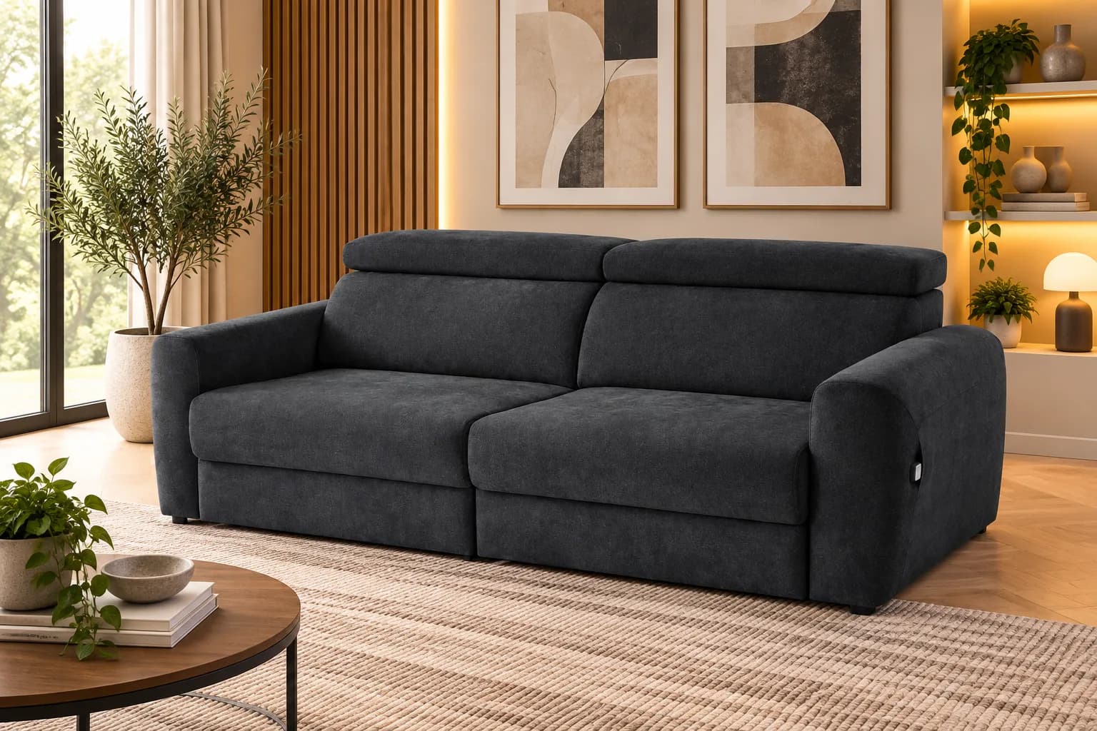 Avery Black Power-Sliding Sofa Bed