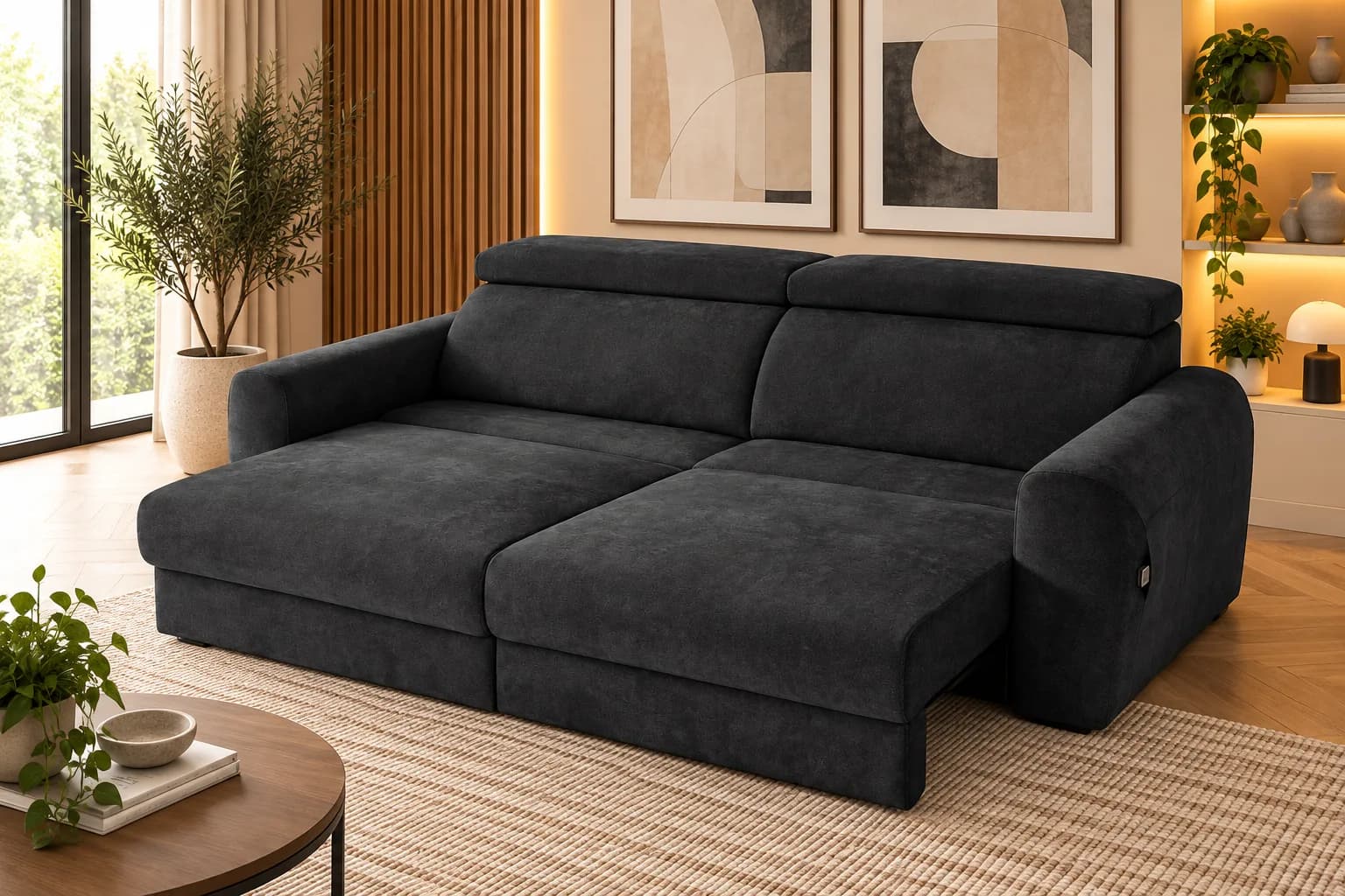 Avery Black Power-Sliding Sofa Bed