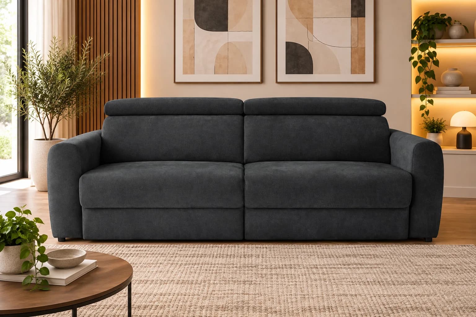 Avery Black Power-Sliding Sofa Bed