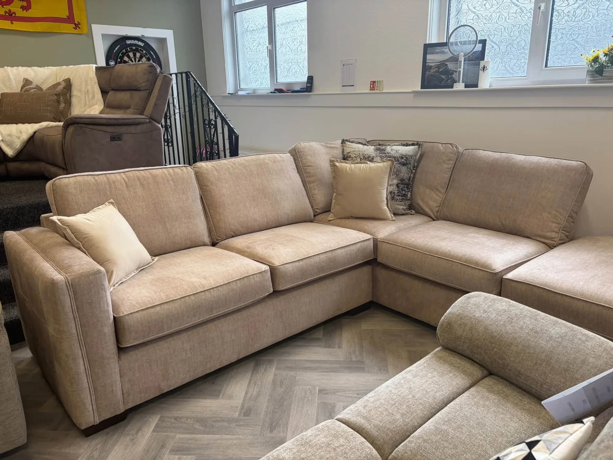 Aurella Beige RHF Corner Chaise Sofa