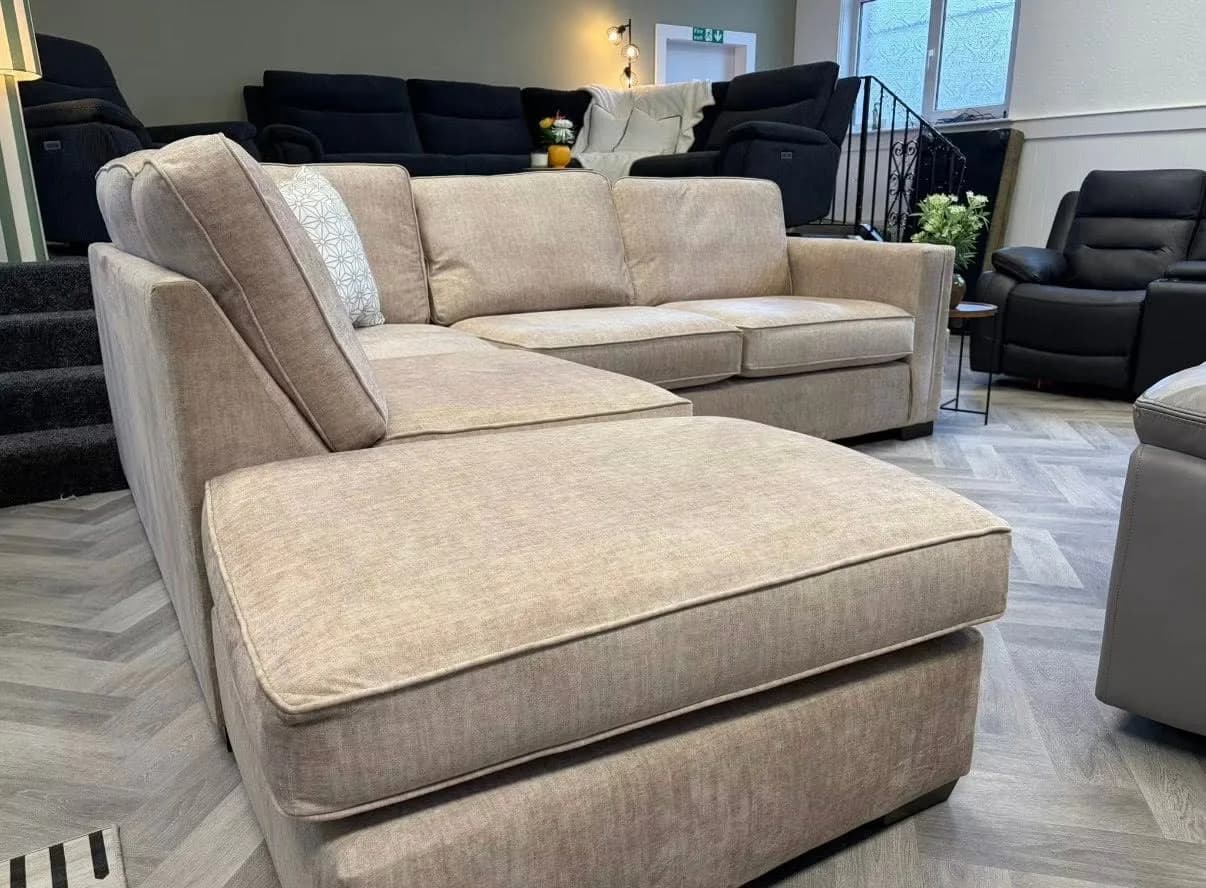 Aurella Beige LHF Corner Chaise Sofa