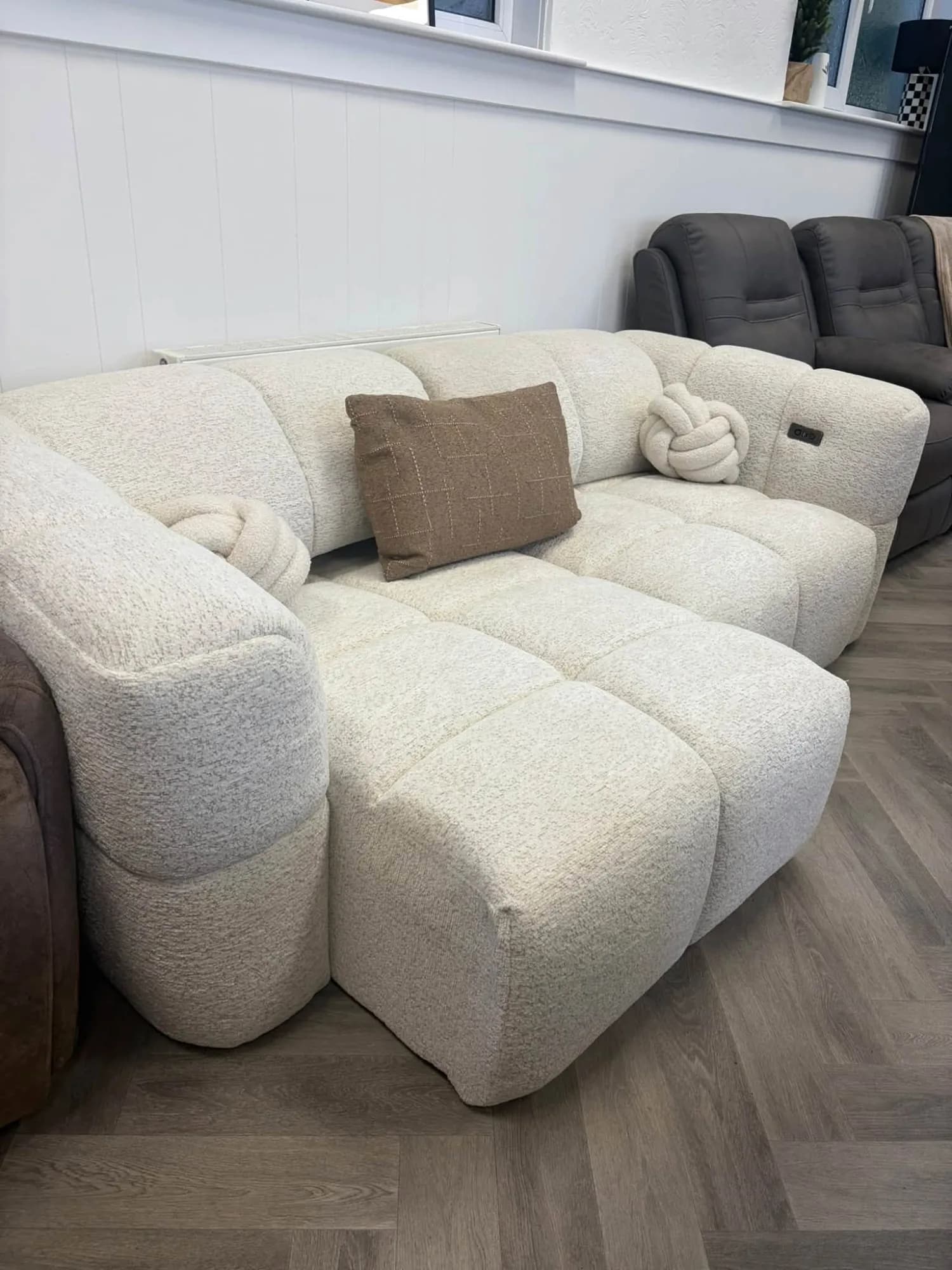 Cloud Beige Power-Slider Sofa