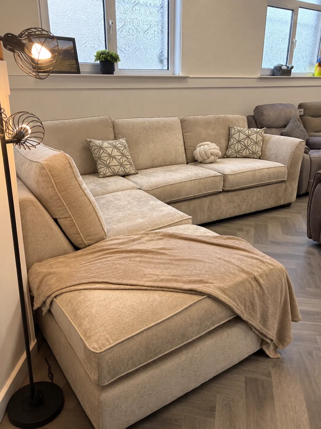 Sophia LHF Aphrodite Beige Corner Chaise Sofa