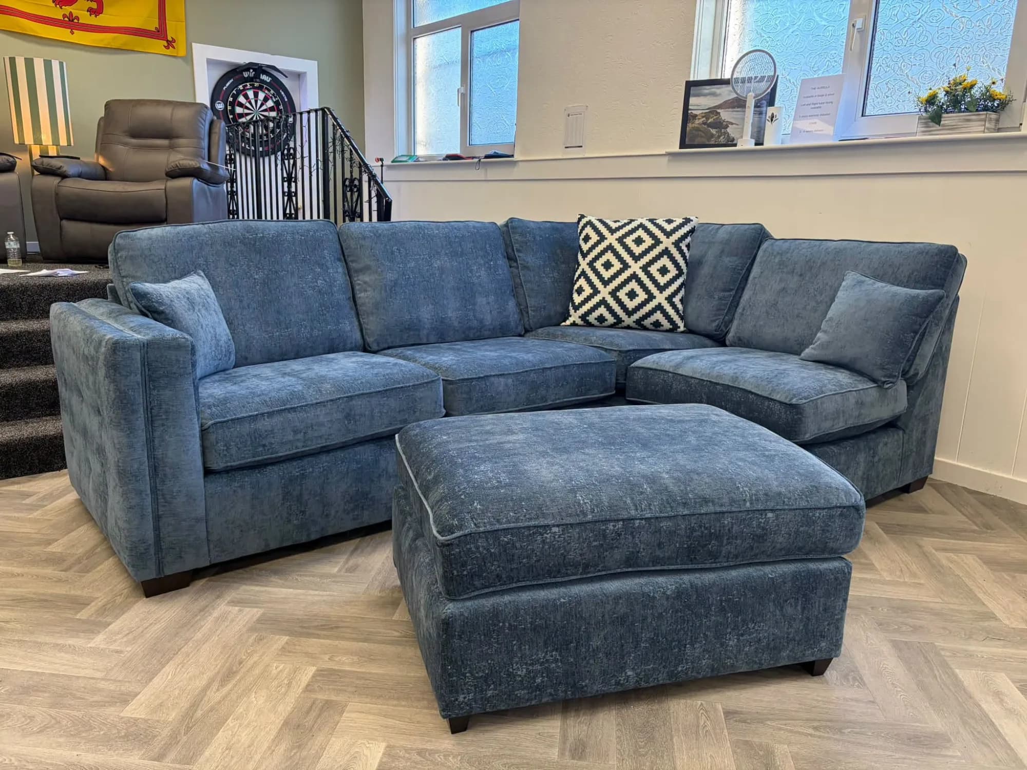 Aurella Meridian Blue Corner Chaise Sofa