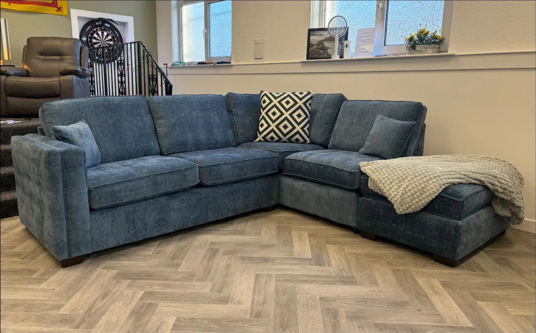 Aurella Meridian Blue Corner Chaise Sofa
