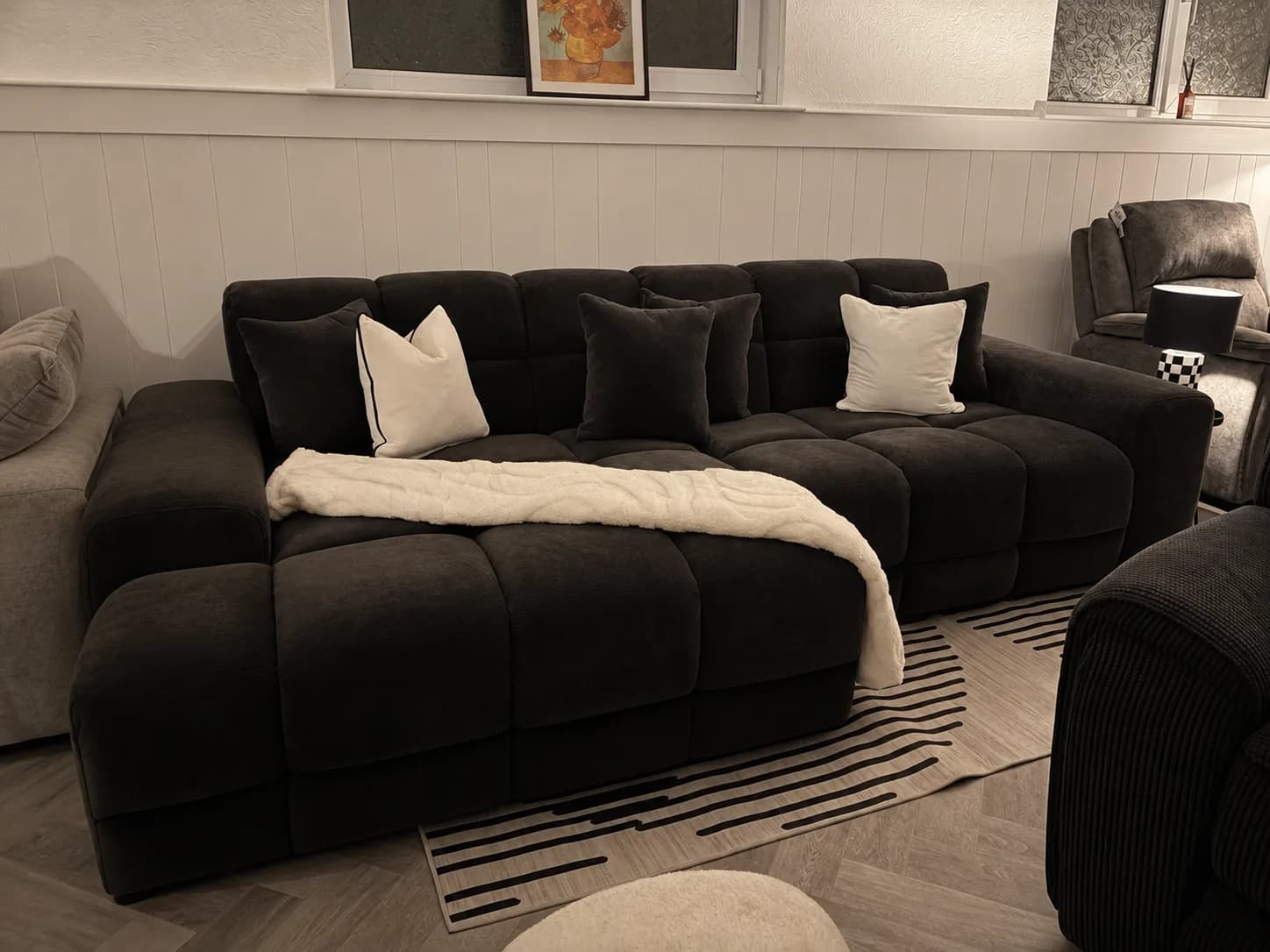 Luxe Black LHF Corner Chaise