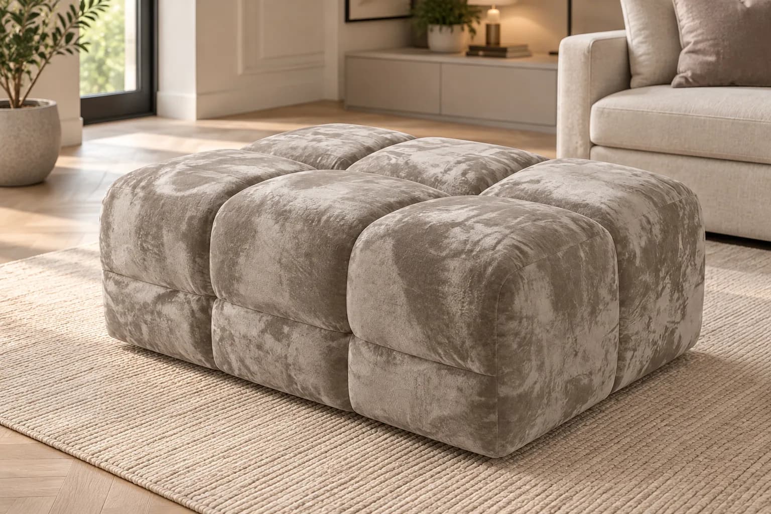 Luxe Mocha Large Footstool